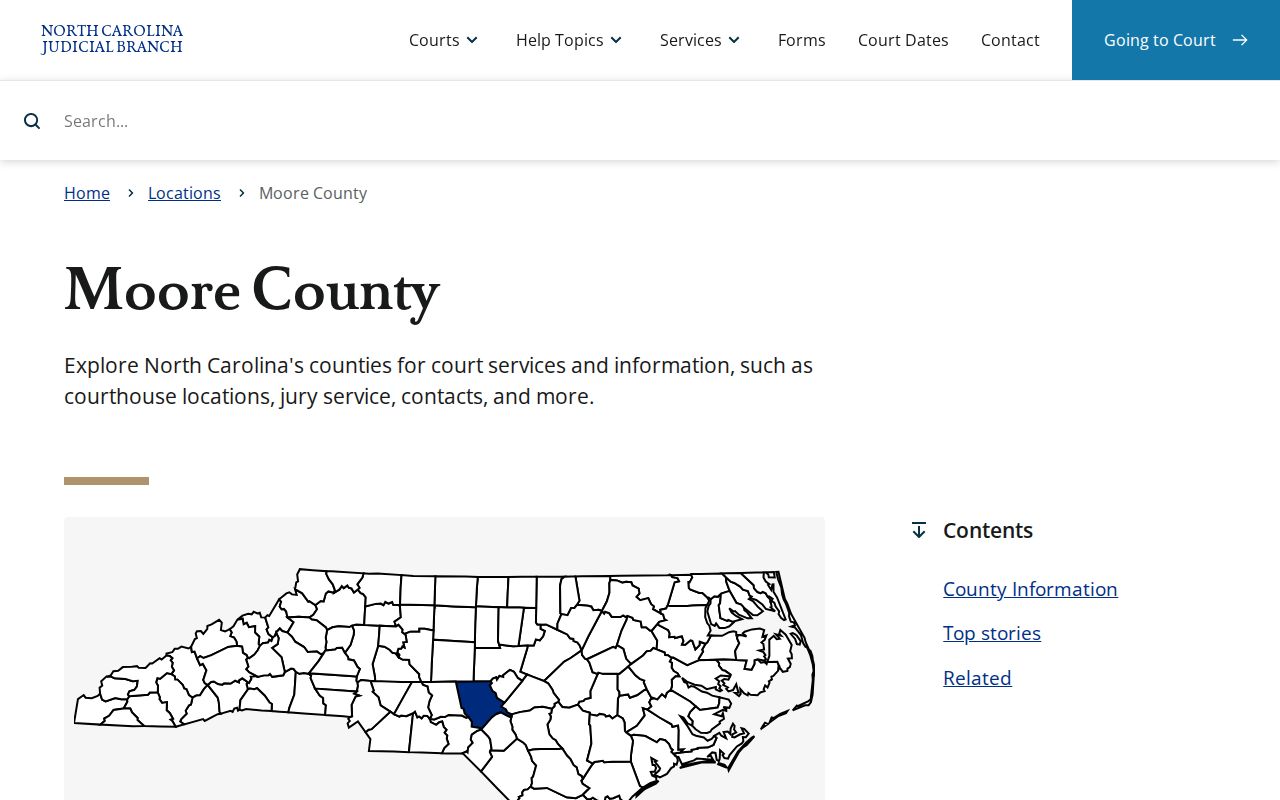 North Carolina Judicial Branch Moore County court services page