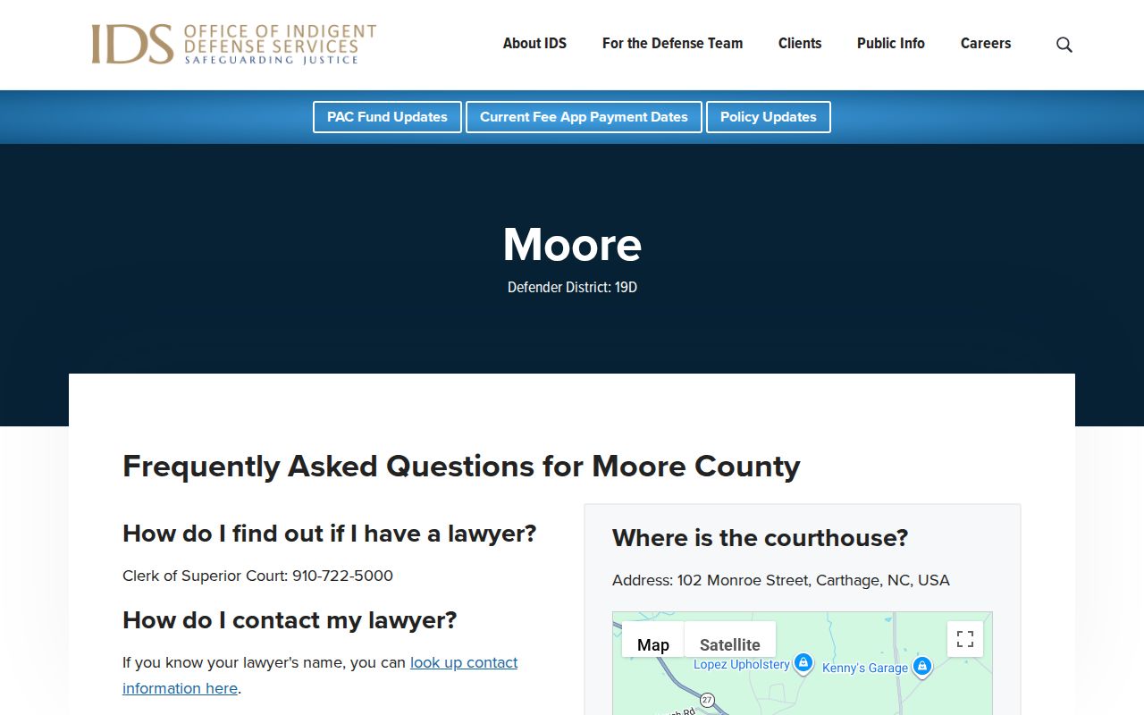 Moore County criminal court record indigent defense information
