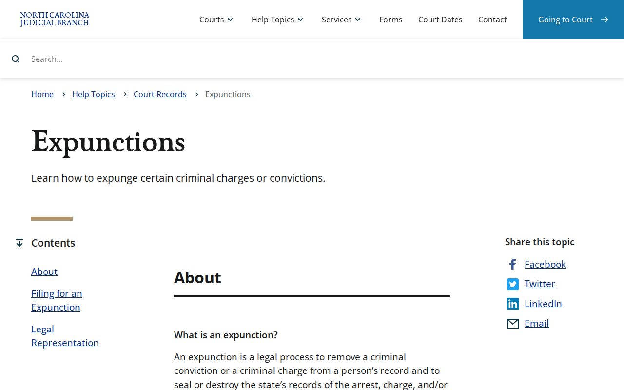 Moore County criminal record expunction court process