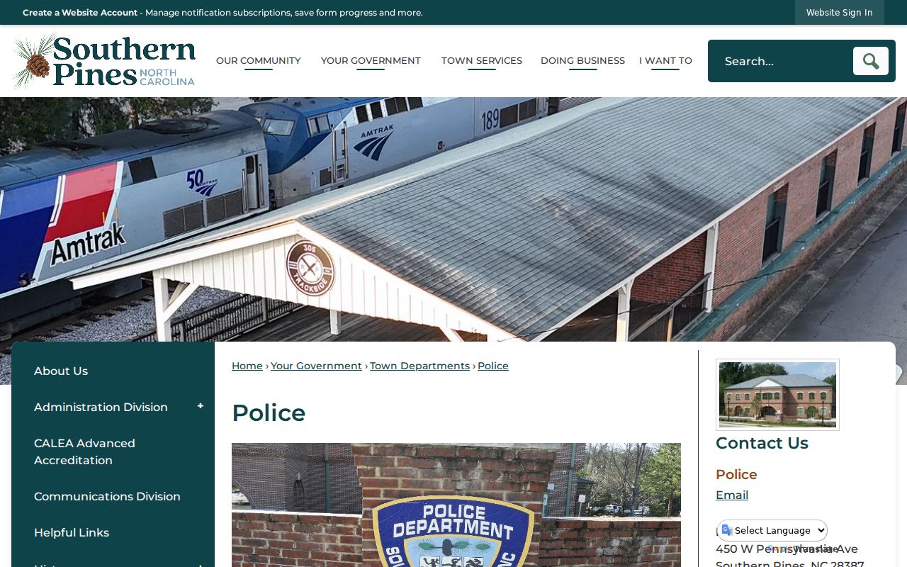 Southern Pines Police Department criminal records office in Moore County
